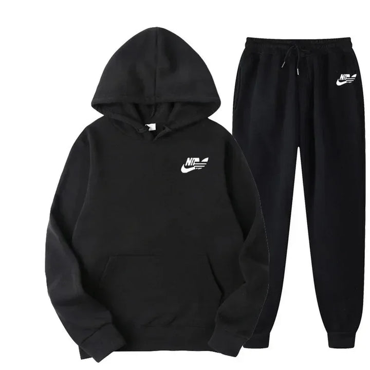 Men's casual two-piece sports shirt - Men's street fashion printed sports suit set - ATFH