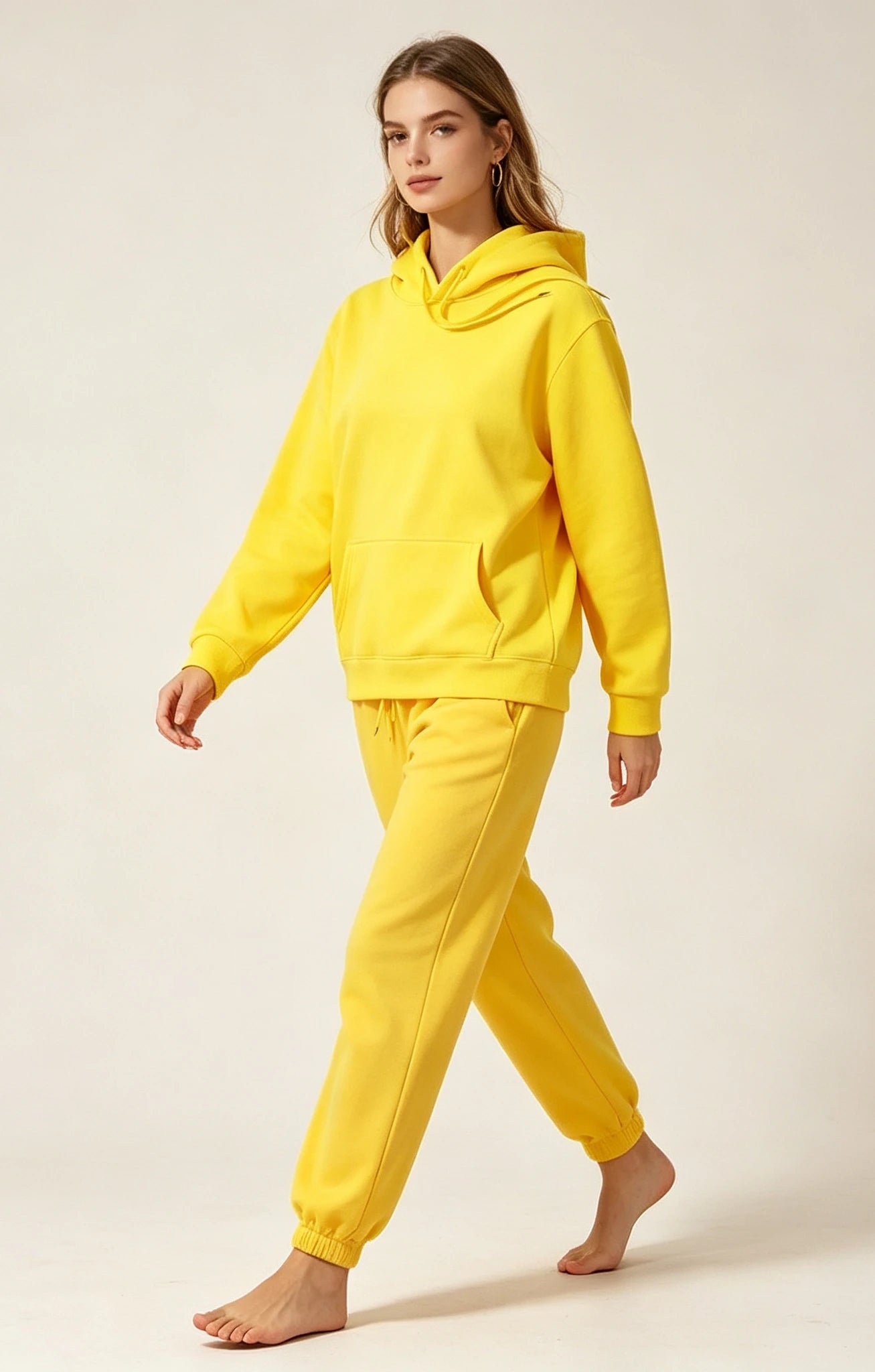 Autumn and Winter Casual Sports Hoodie Set Solid Color Women's Fashion Loose Hoodie Women's Pullover Pants Set