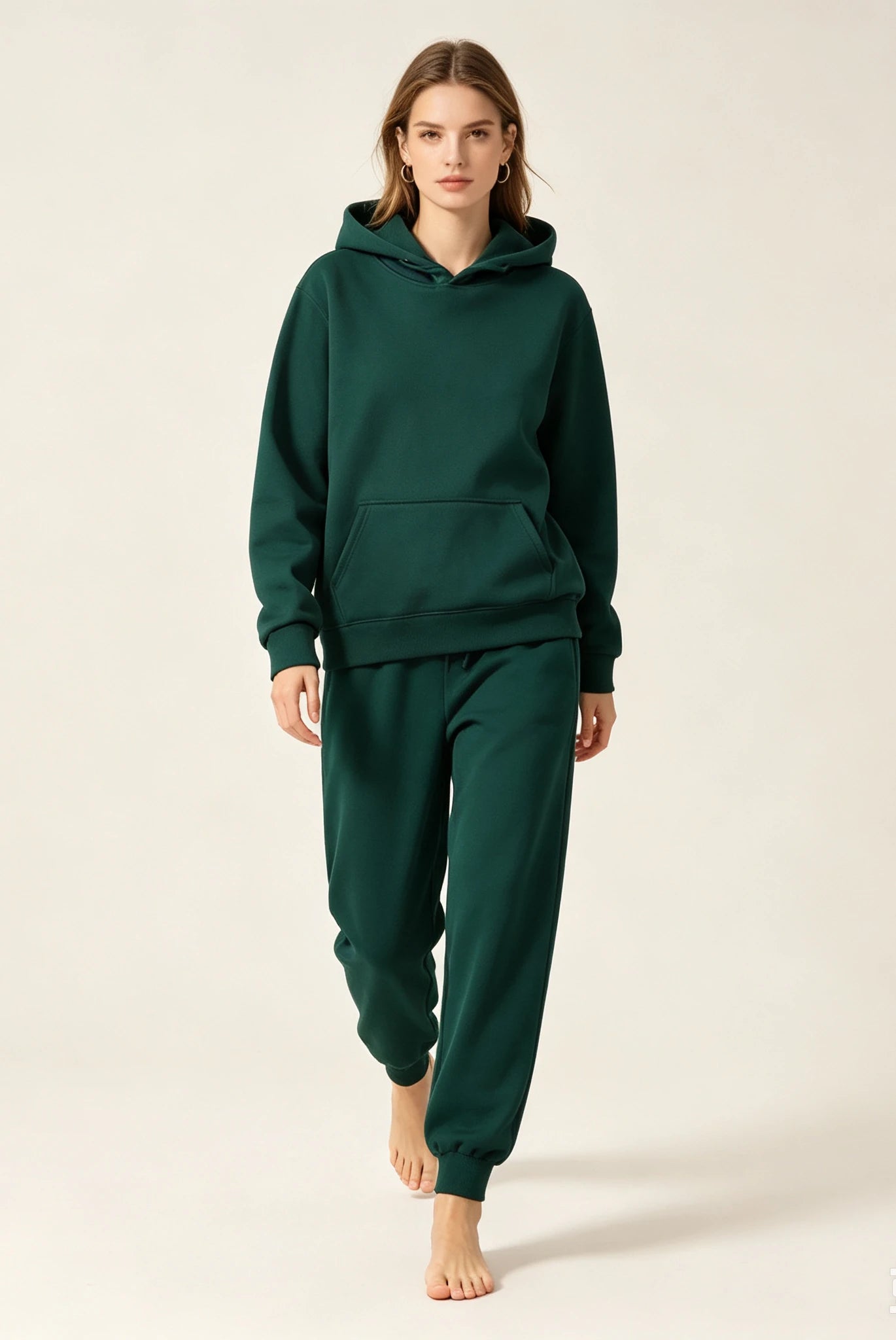 Autumn and Winter Casual Sports Hoodie Set Solid Color Women's Fashion Loose Hoodie Women's Pullover Pants Set
