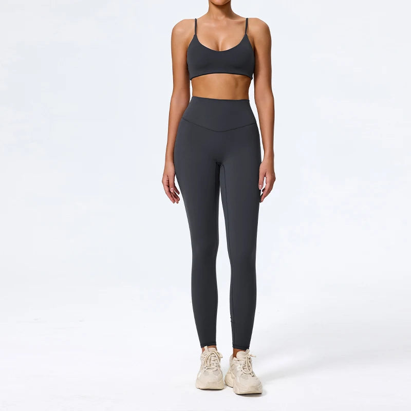 Ctenkevet Summer Women 2Pcs Sleeveless Sports Set Female Gym Two-piece Yoga Set High Waist Breathable legging Sportswear Women - ATFH