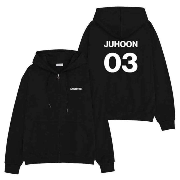 2025 K-pop Hoodie letter ins printe Style Long ColorOutsideTheLines BLACK Hooded Sweatshirt Fan Support Wish Letter PrinteWear - ATFH