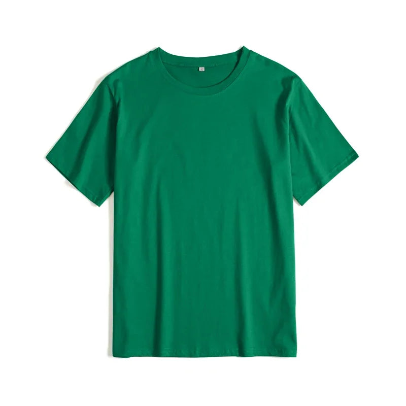 WYWM 100% Cotton Tshirts Women 2024 Summer Harajuku Solid Basic T Shirts Loose Casual O Neck Tees Green Soft Female Tops - ATFH