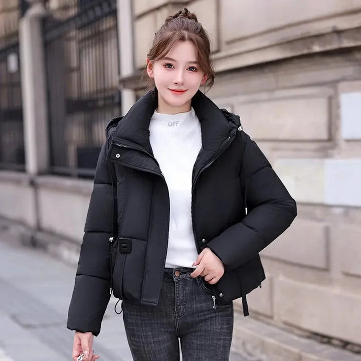 Down Coat Women Parkas Short Winter New Puffer Jackets High-End Warm Cotton Padded Coats Korean  Hooded Outwear Female Tops ATFH