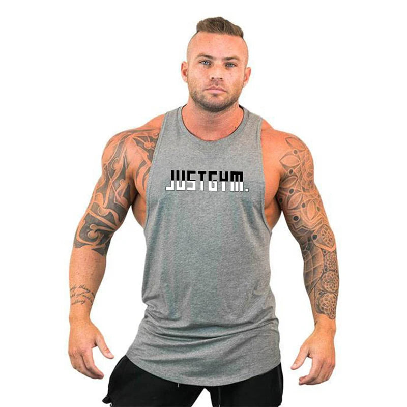Running Vests Gym Bodybuilding Sleeveless Shirt Men's Fitness Tank Tops Workout Muscle Stringer Cotton Breathable Singlet