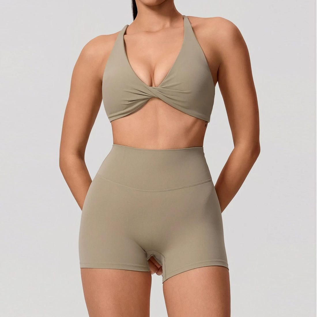 New Summer 2Pcs Women's Quick-Dry Sports Set V-Shaped Bra Female Sleeveless Yoga Outfit Gym Two-Piece Woman Sport Clothes - ATFH