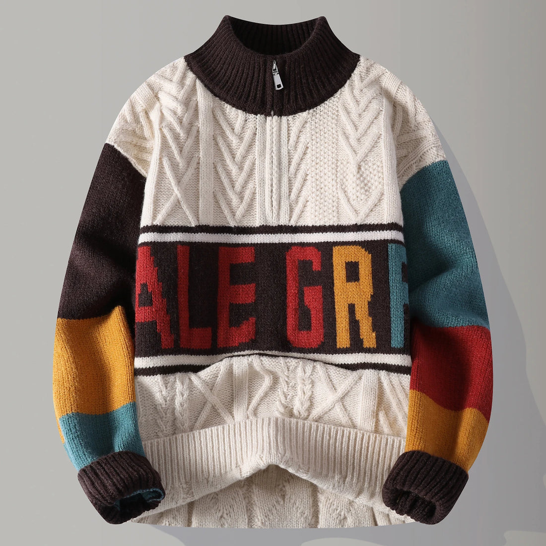 Autumn/winter Fashion Trend Retro Sports Thickened Warm Knitted Sweater Men's Loose Comfortable Large Size High Quality Sweater - ATFH