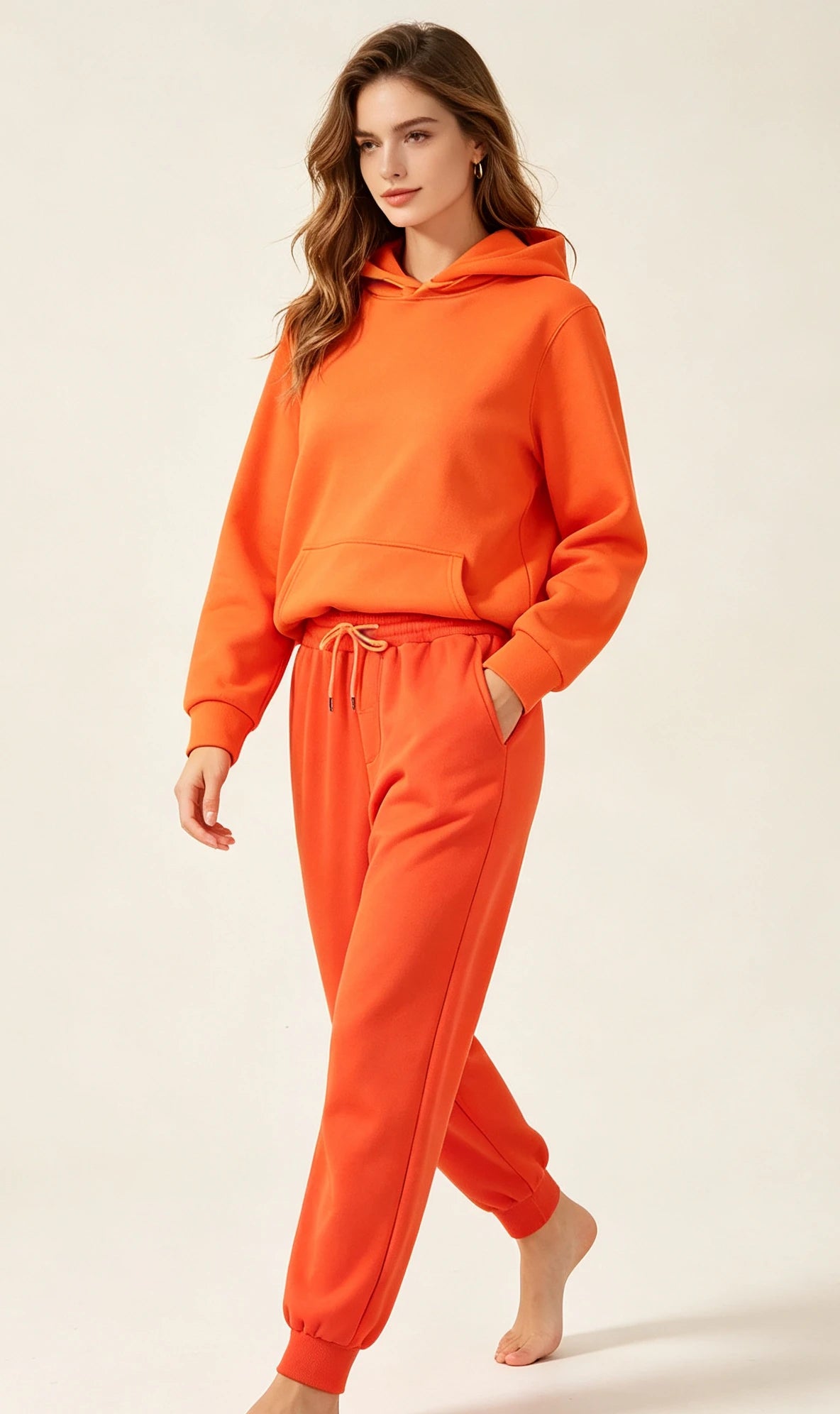 Autumn and Winter Casual Sports Hoodie Set Solid Color Women's Fashion Loose Hoodie Women's Pullover Pants Set