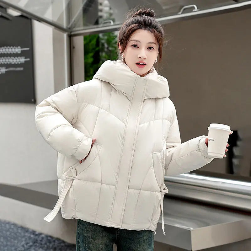 Large Down Short Hooded New Winter Thick Warm Jacket, Loose And Slimming Cotton Jacket