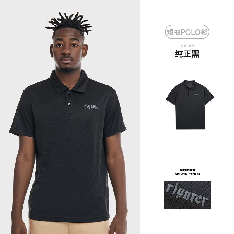 RIGORER Sports Polo Shirt Men's Short-sleeved Lapp T-shirt 2024 Summer New Casual Simple Breathable Base Shirt Sportswear