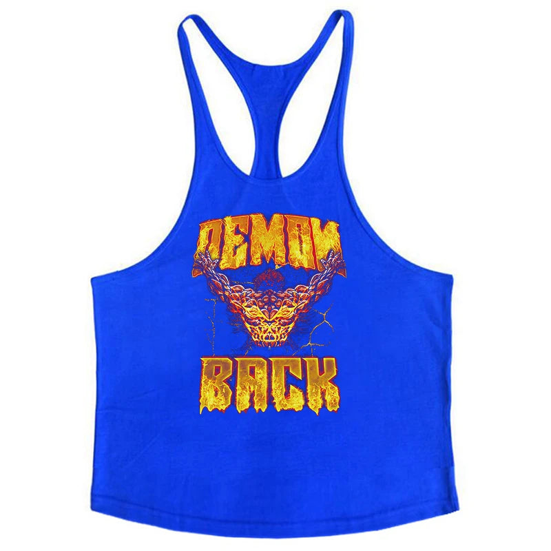 Anime Baki Hanma Print Stringer Tank Top for Men Y-Back Vest Muscle Training Undershirt Athletic Tops Gym Workout Bodybuilding