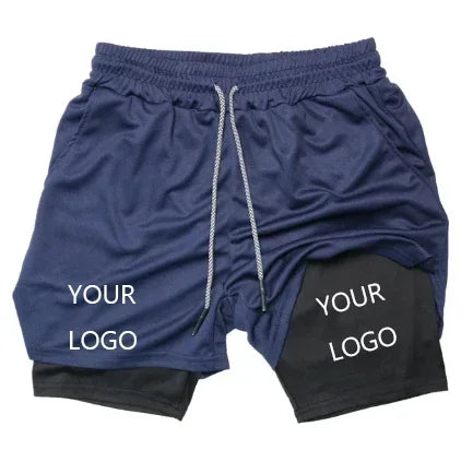 Double Layer Compression Shorts for Men - Quick Dry Gym & Athletic Pants, Custom Logo Sportswear