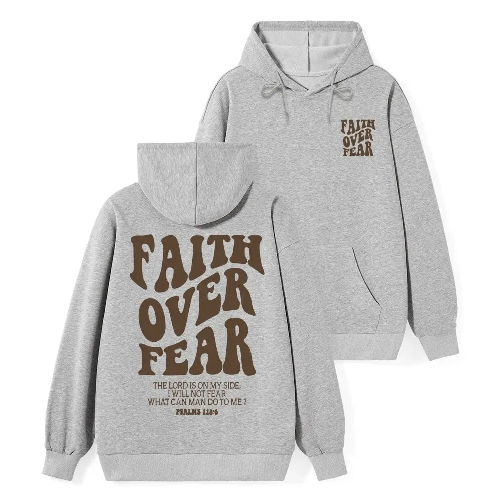 Faith Over Fear Christian Hoodie Men's and Women's Long Sleeve Sweatshirt Pullover Tops Sportswear Streetwear Men Clothing