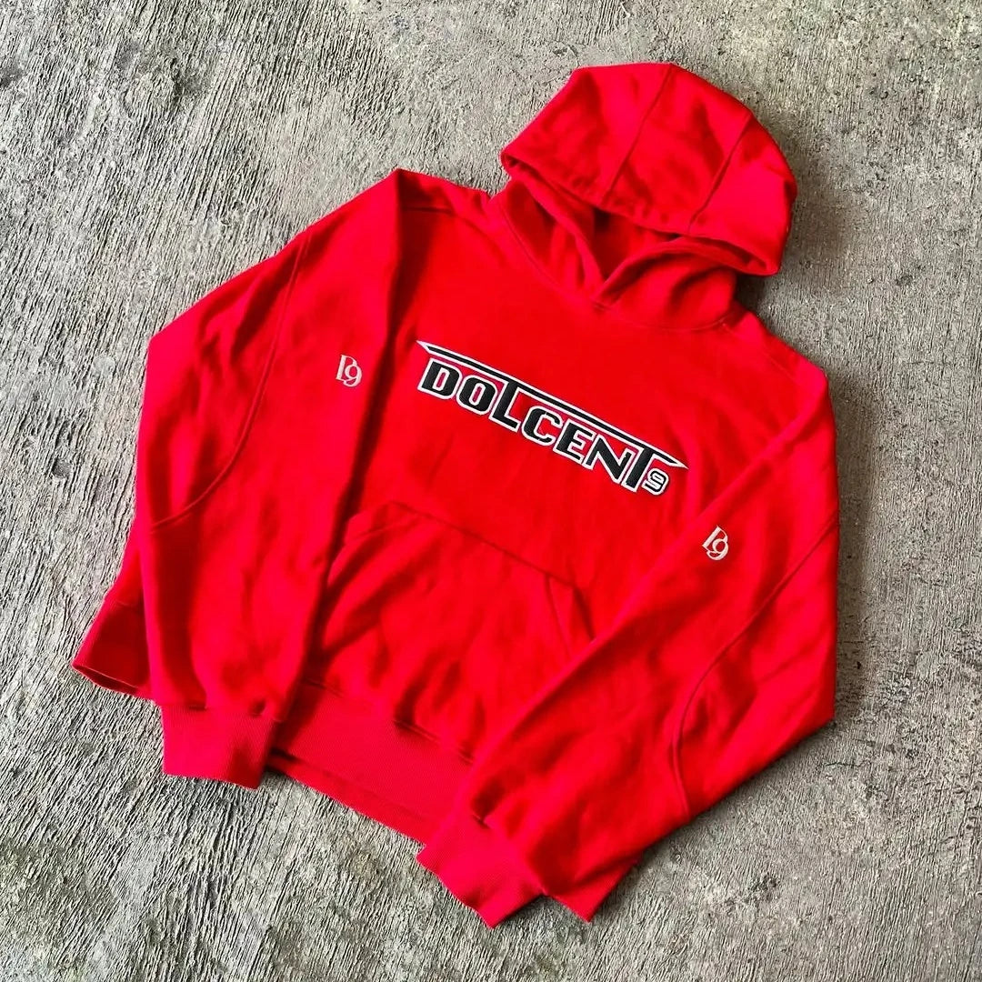 Y2K vintage man sets hoodies oversized M9 digital printing letter sweatshirt fashionable high street unisex clothing casual wear - ATFH