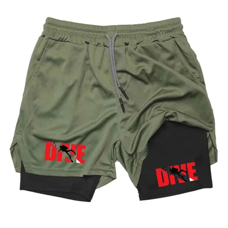 Men Running Shorts 2 In 1 Double-deck Sport Sportswear Gym Fitness Short Pants Training Jogging Bottom Men's Clothing