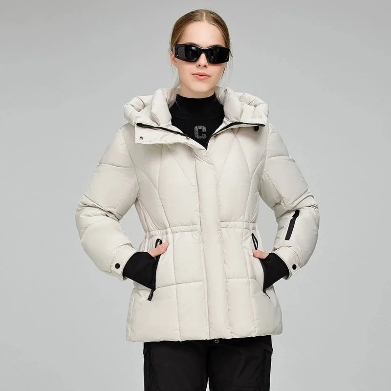 2025 Outdoor Sports Women's Winter Cotton-padded Jacket Hooded Parkas Windproof Coats Thicken Warm Slim Outerwear Casual Coats ATFH