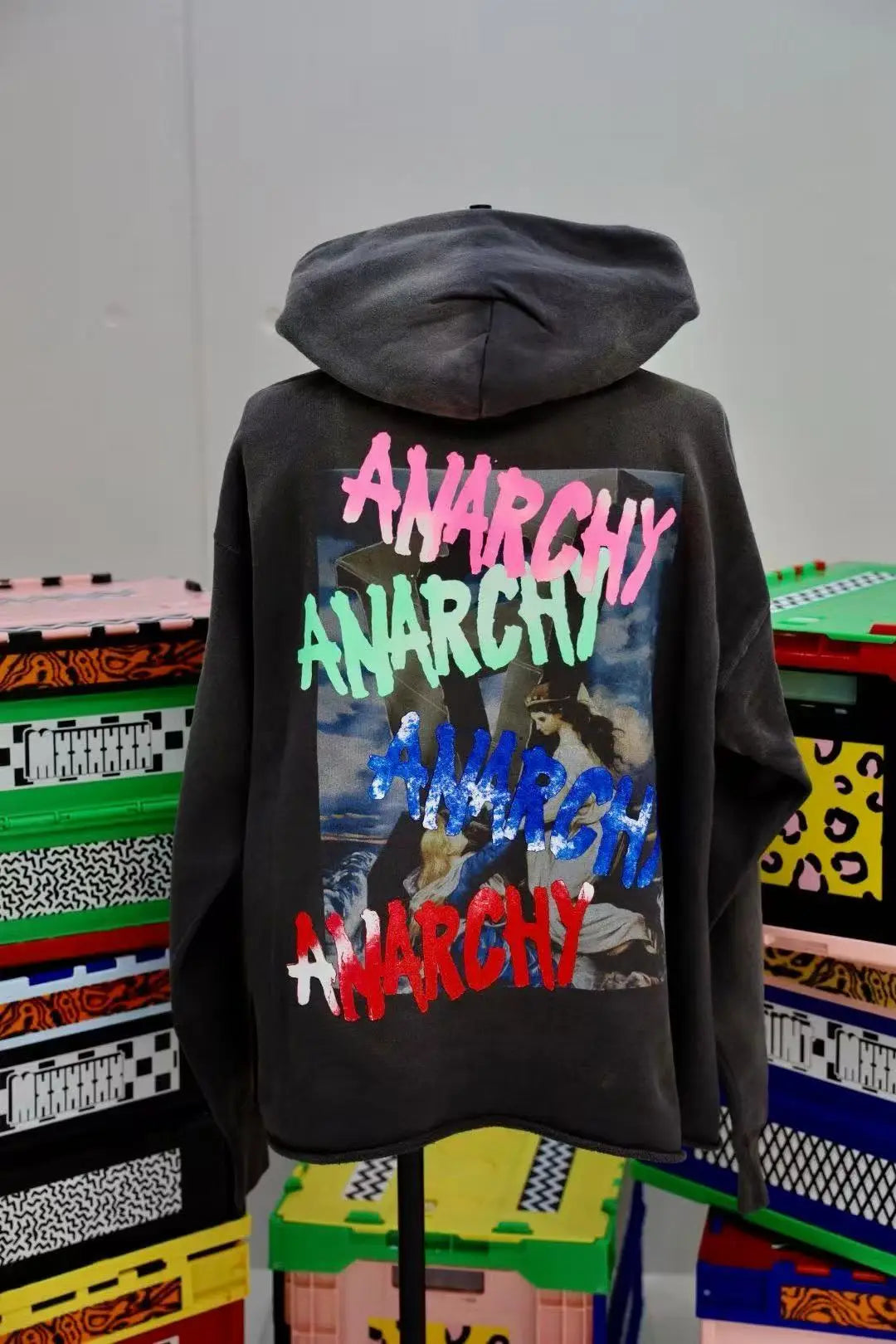 men angel prints retro distressed sweatshirt hoodie - ATFH