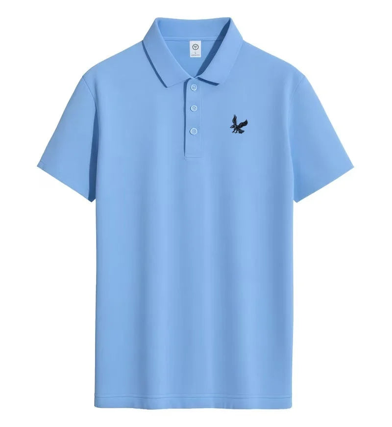Men's fashionable high-end collar short sleeved T-shirt breathable polo shirt summer business trend T-shirt top