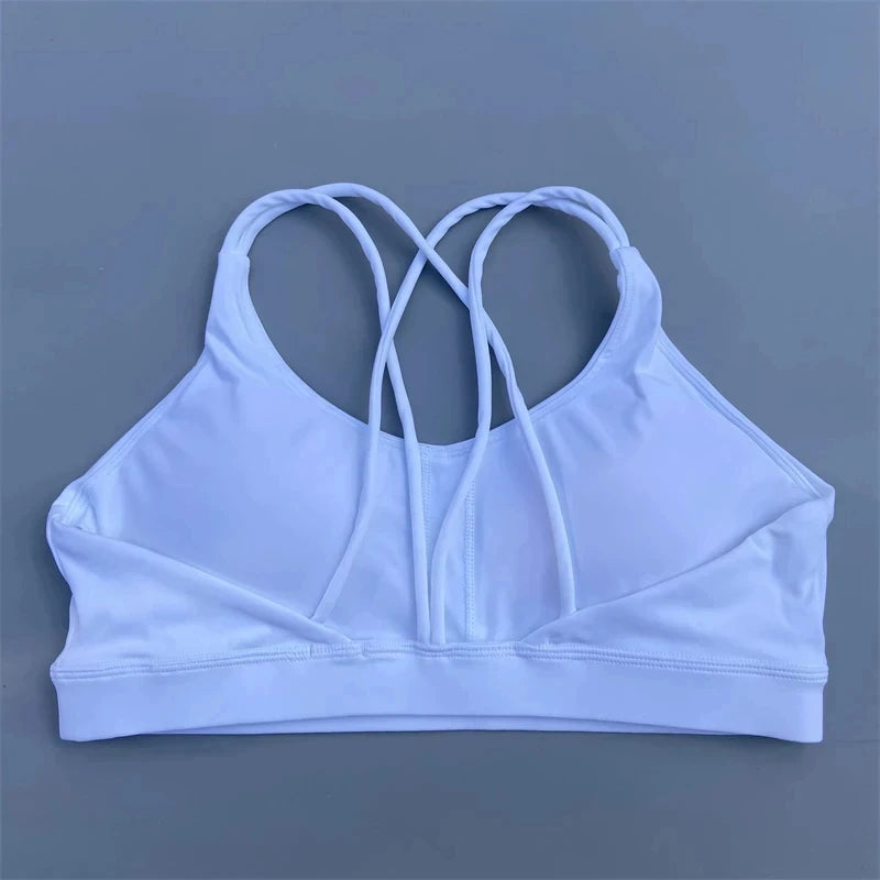 Solid Color high strength Gym Yoga underwear cross Women Fitness Sport Bra Top shockproof Athletic Tight Workout With Chest Pad - ATFH
