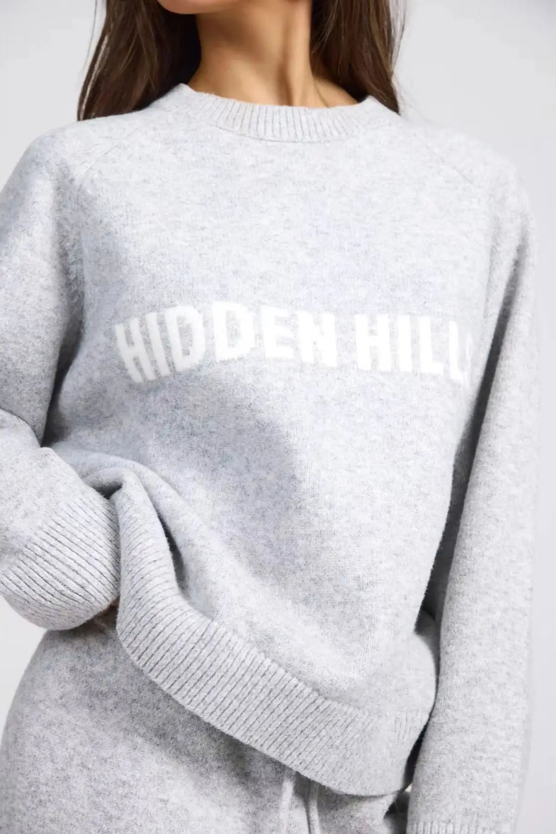 Gothic Street Y2K Minimalist Gray Women's Sweater with English Letters American Vintage Hip-Hop Fashion Versatile Pullover - ATFH
