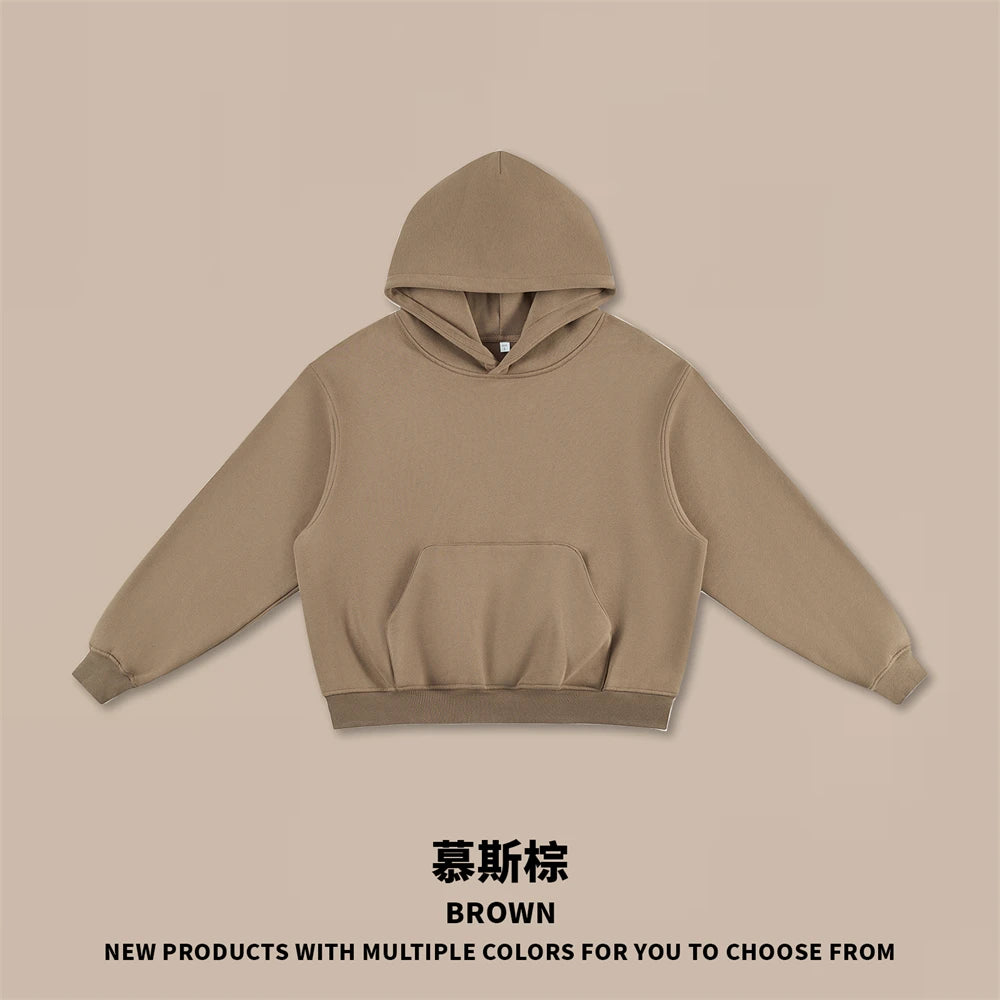 ZODF Trendy Winter Man Boxyfit 350gsm Fleece Hoodie Unisex Old Money Style Comfortable Warm Solid Hooded Pullovers HY0006