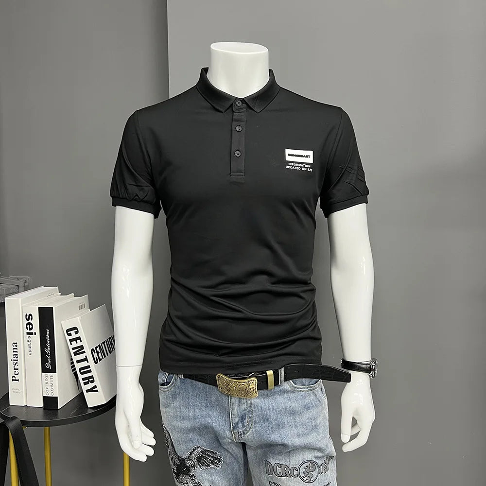 Men's Polo T-shirt Short Sleeved  Lapel Collar Tops Causal Daily Wear Lapel Collar Male Tees Summer New Trend Slim Man Cloting
