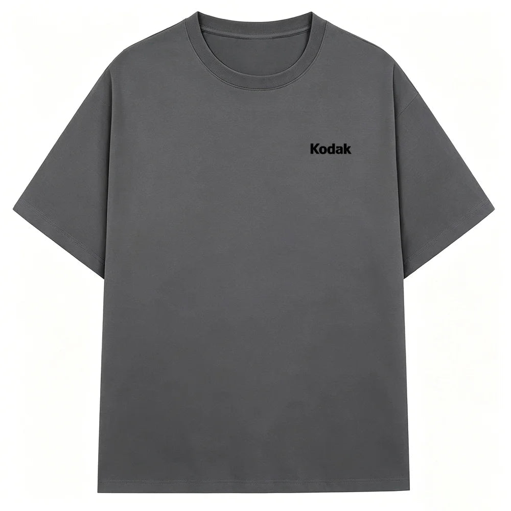 Kodak Mini Logo T-Shirt, Cream Beige Small Print Tee, Cotton Crewneck for Men & Women Retro Casual Streetwear ATFH