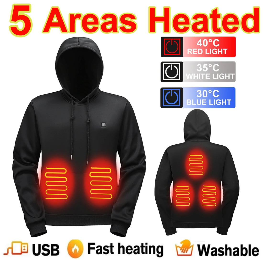 Heated Hoodies Heat Sweaters Men Women Winter Warm Heated Clothes Heat Jacket Heating Sportswear Heating Hoodies Heating Sweater - ATFH