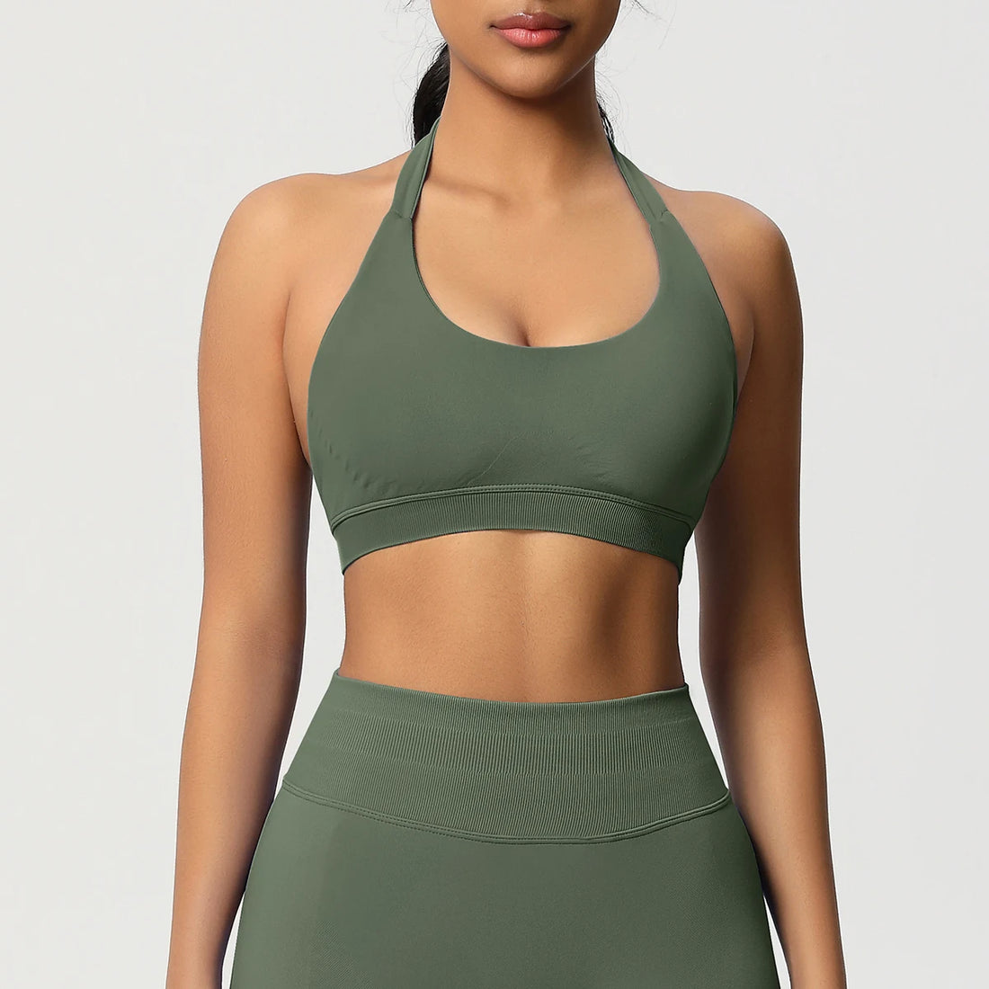 High Stretch Sports Bra Women Halter Seamless Yoga Bra Padded Backless Sports Bras Gym Crop Top Push Up Workout Yoga Tops Woman - ATFH