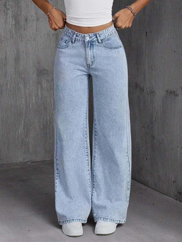Jeans For Woman Y2k Clothes Light Blue Wide Leg Denim Pants Loose Fashion Simple Stretch Free Four Seasons Popular Casual ATFH