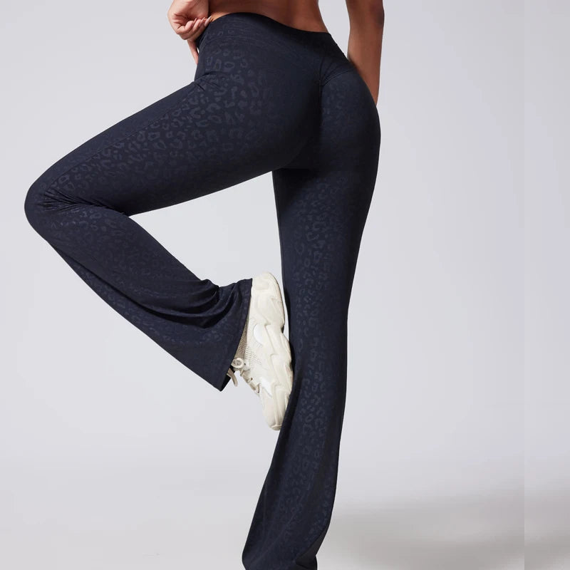 DIAS FIT JOY Women's Hip lifting flared pants high waisted yoga fitness pants sports micro flared yoga pants wide leg pants ATFH