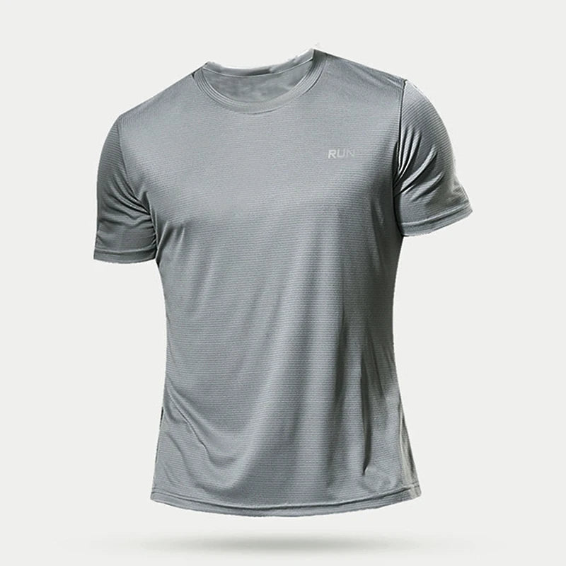 Men Short Sleeve Sport t Shirt Quick Dry Running t-Shirt Man Clothes Breathable Fitness Shirt Top Ice Silk Gym Football Jerseys