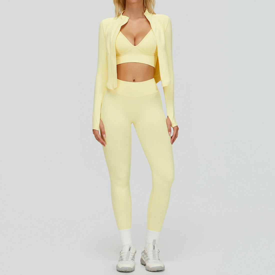 SWELTERING 2/3PCS Seamless Yoga Set Gym Clothes Sportswear Fitness Suits Women Workout Bra Crop Top Long Sleeve Sports Suits - ATFH