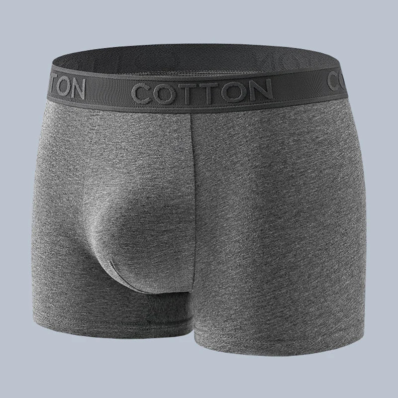 5PCS [COTTON Skin-Friendly] Cotton Embossed Men's Boxer Shorts Basic Color Series Set Casual Daily All-Season Men's Underwear