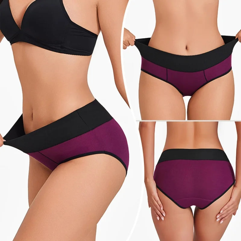 CINOON Women's Mid Waist Briefs Color Block Stretchy Double Layer Crotch Breathable Panties Soft No Roll Down Daily Underwear
