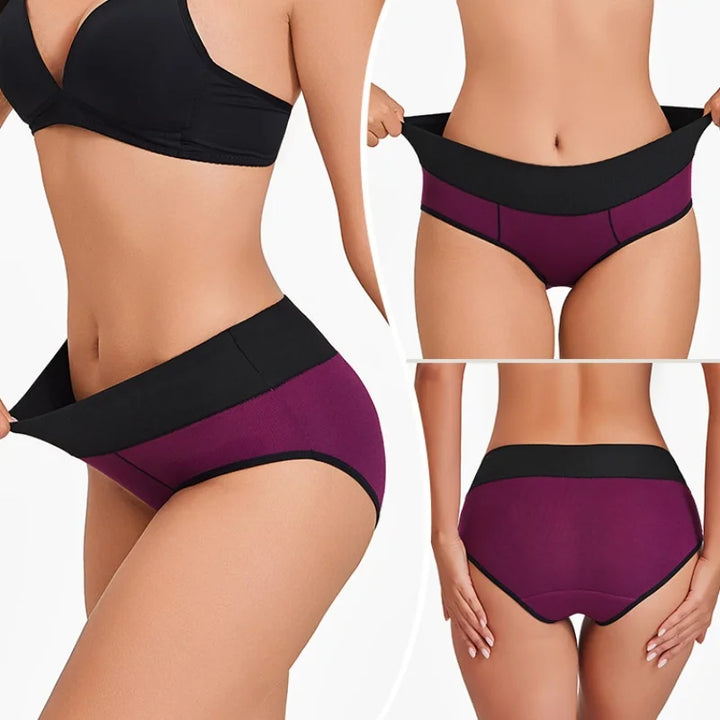 CINOON Women's Mid Waist Briefs Color Block Stretchy Double Layer Crotch Breathable Panties Soft No Roll Down Daily Underwear