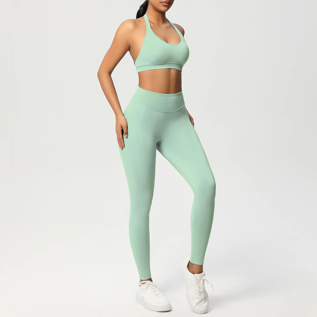 2 Piece Yoga Clothes Women's Tracksuit Athletic Wear Pilates Fitness Suit Gym Workout Push Up Clothes Sports Bra Leggings Suit - ATFH