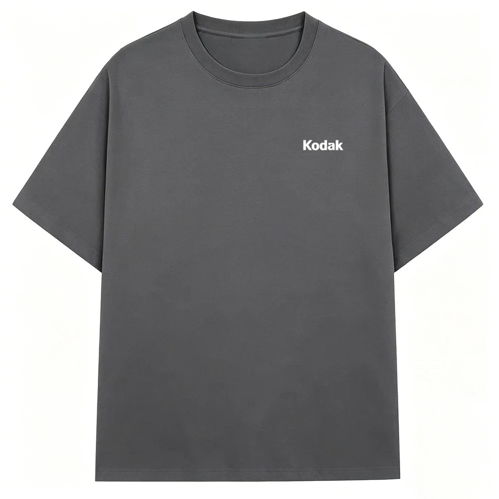 Kodak Mini Logo T-Shirt, Cream Beige Small Print Tee, Cotton Crewneck for Men & Women Retro Casual Streetwear ATFH