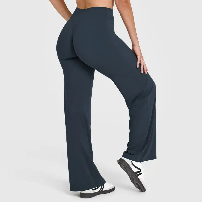 High Waisted Straight Leg Yoga Pants for Women, Naked Feeling Butt Lifting Loose Fit Workout Trousers, Slimming Gym Pants ATFH