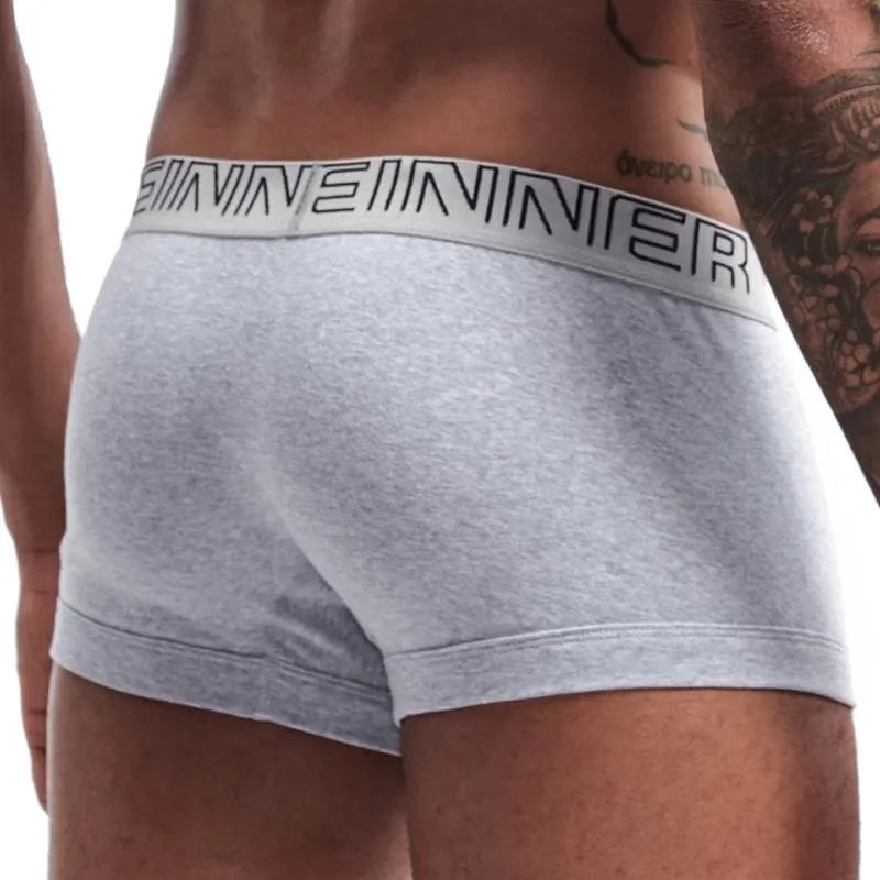 Seeinner Mens Boxer Shorts Cotton U Convex Pouch Underwear Soft Comfortable Underpants Cueca Masculina M-XXL Black White Gray