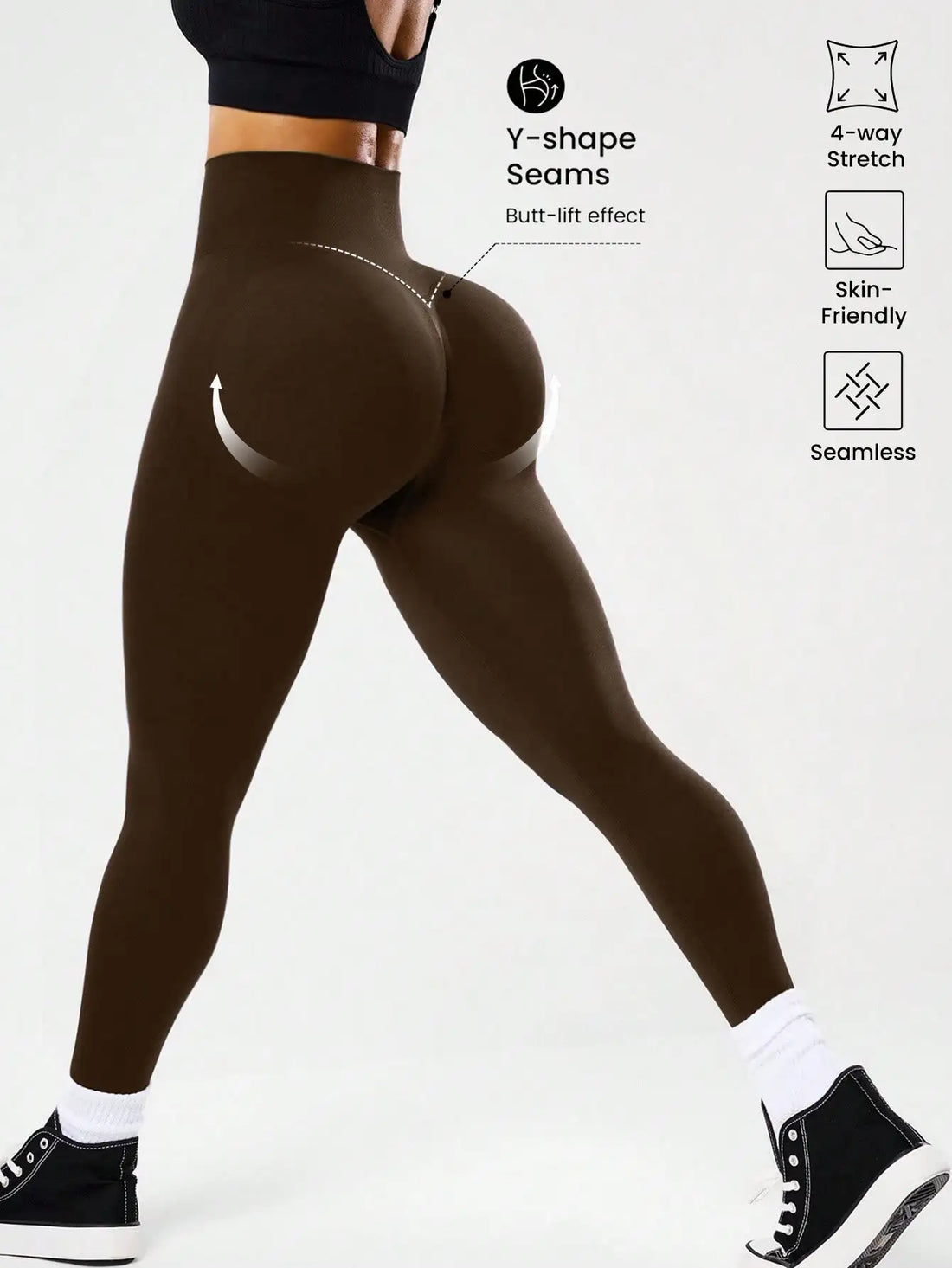 Bestselling Women's High-Waisted Tummy Control Peach Ass Running Fitness Leggings with V-Back, Breathable, Quick-Dry, and Lifted - ATFH