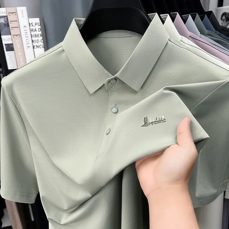 Mens Embroidered Polo Shirt Short Sleeve Slim Fit Casual Style Soft And Comfortable Fabric For Daily Wear And Weekend Getaways
