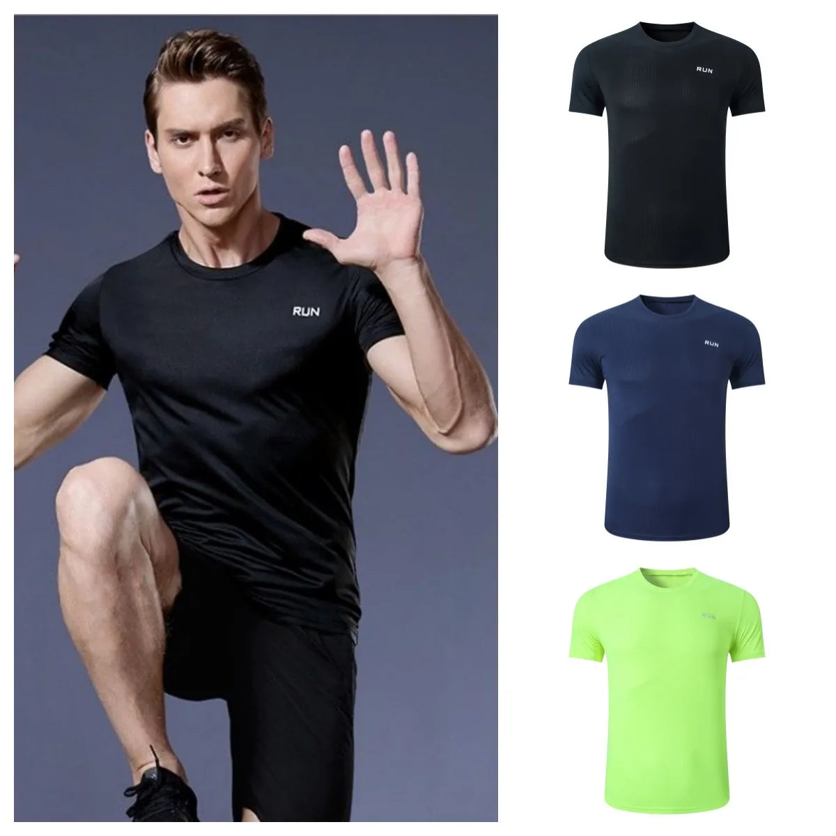 Men Training Fitness Shirts Quick Dry Gym T-Shirts Short Sleeve Sport Football T Shirt Exercise Top Football Jersey Sportswear