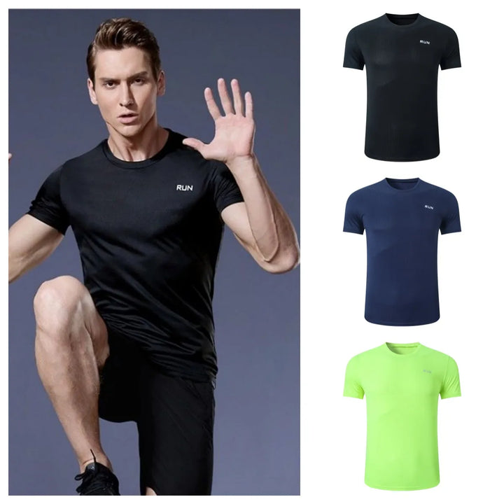 Men Training Fitness Shirts Quick Dry Gym T-Shirts Short Sleeve Sport Football T Shirt Exercise Top Football Jersey Sportswear