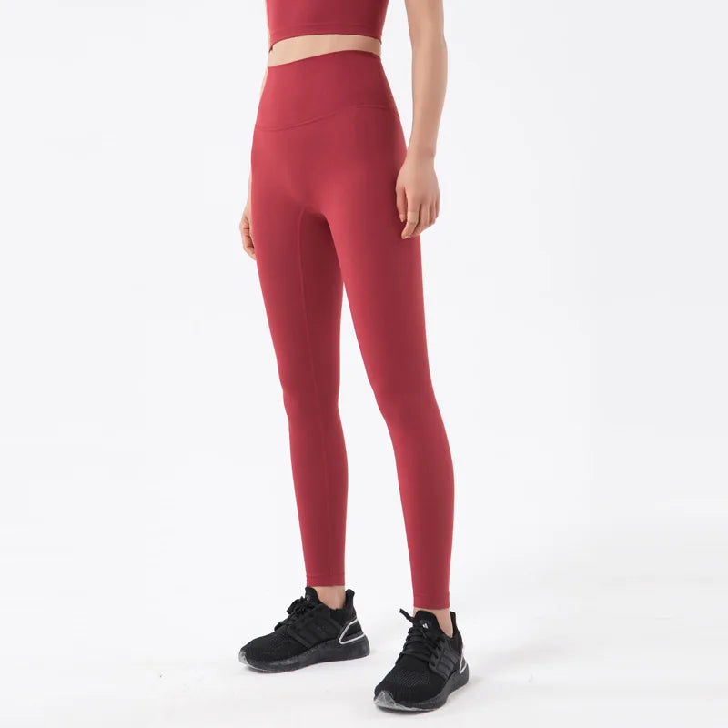 SOISOU Nylon Yoga Gym Leggings Women Girl Fitness Soft Tights High Waist Elastic Breathable No T Line Sports Pants 50 Colors ATFH