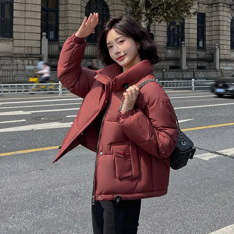 2026New Down Cotton-Padded Jacket Women Short Parkas Korean Winter Loose Warm Cotton Coat Bread Outwear Fashion Female Overcoat