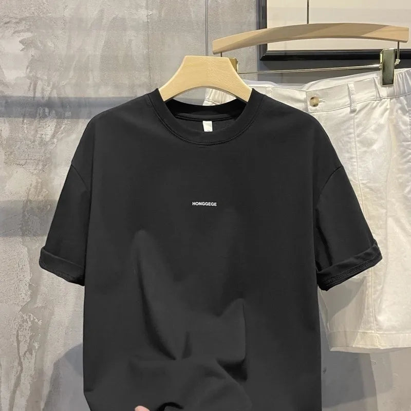 Men's Versatile Letter Printed Casual Base T-shirt Unisex T Shirt Summer Comfortable Simple Clean Round Neck Short Sleeve Top ATFH