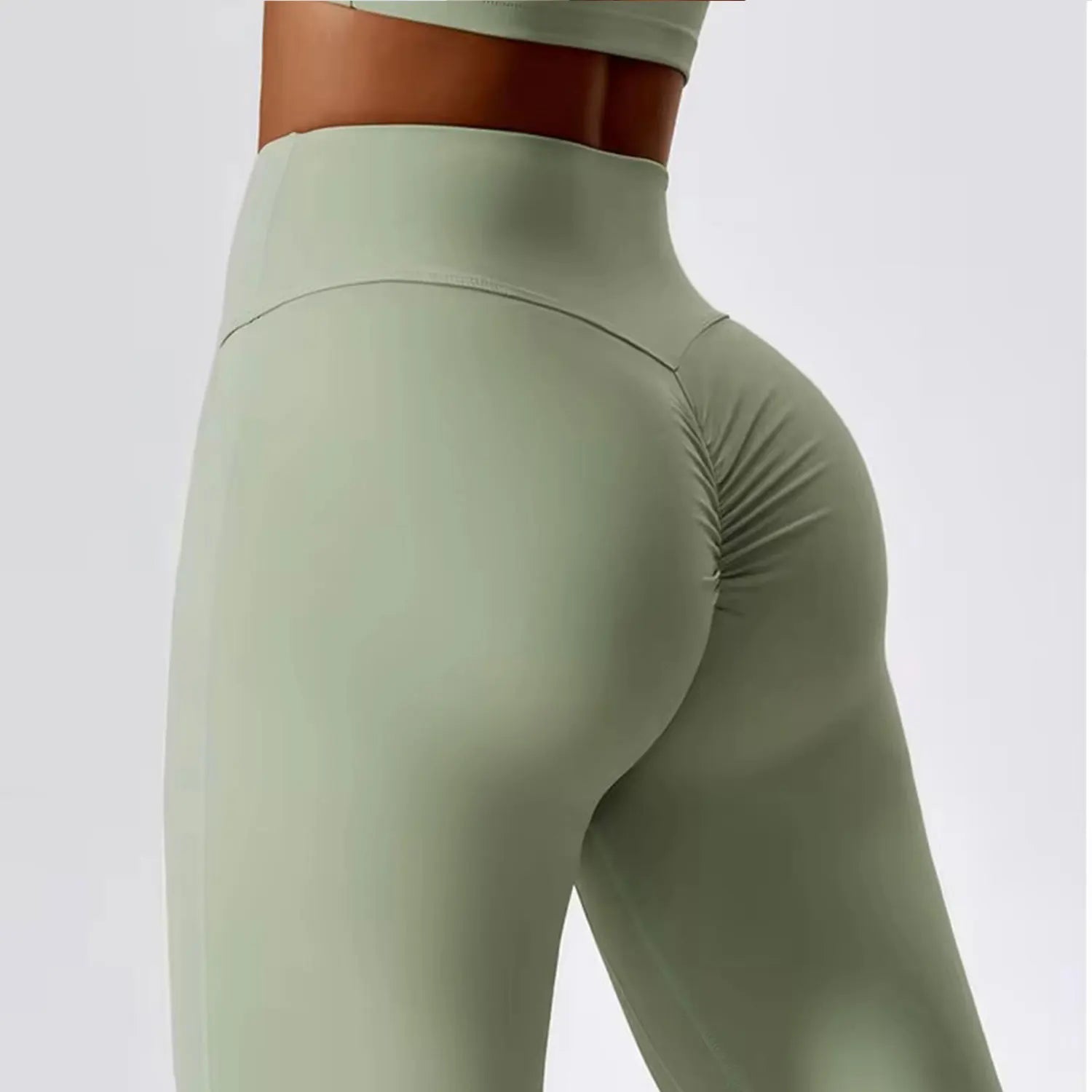 Women Gym High Waist Push Up Flared Pants Naked Feeling Workout Leggings Dancing Fitness Sports Tights Breathable Yoga Clothes ATFH