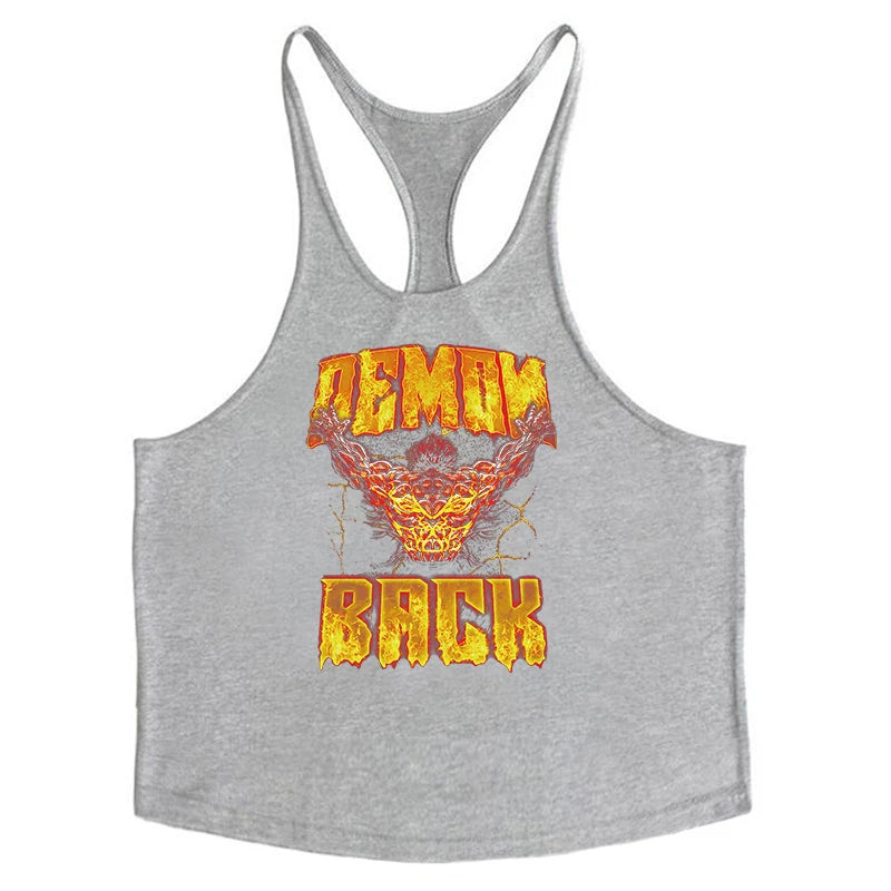 Anime Baki Hanma Print Stringer Tank Top for Men Y-Back Vest Muscle Training Undershirt Athletic Tops Gym Workout Bodybuilding