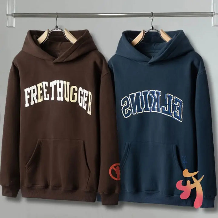 American Street Winter Cactus Jack Hoodie Letter Print Hooded Sweatshirts Casual Loose Fleece Hoodys Men Women Tops - ATFH