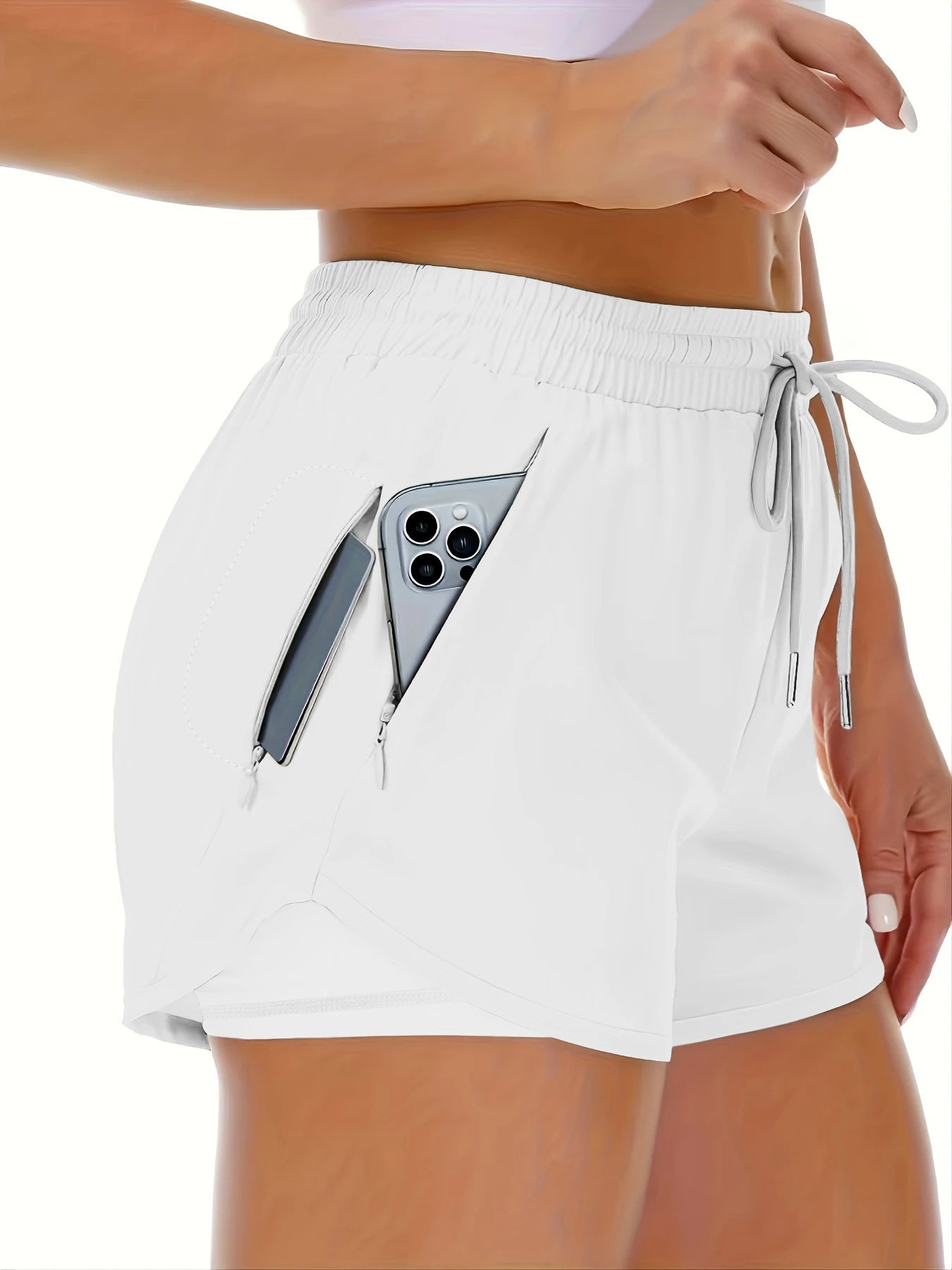 Women's athletic shorts, running, yoga, two-piece design, anti-exposure shorts, fitness, elastic, slimming leggings Tahsi Fashion House
